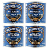 4X Hammerite Smooth Blue Paint 250ml