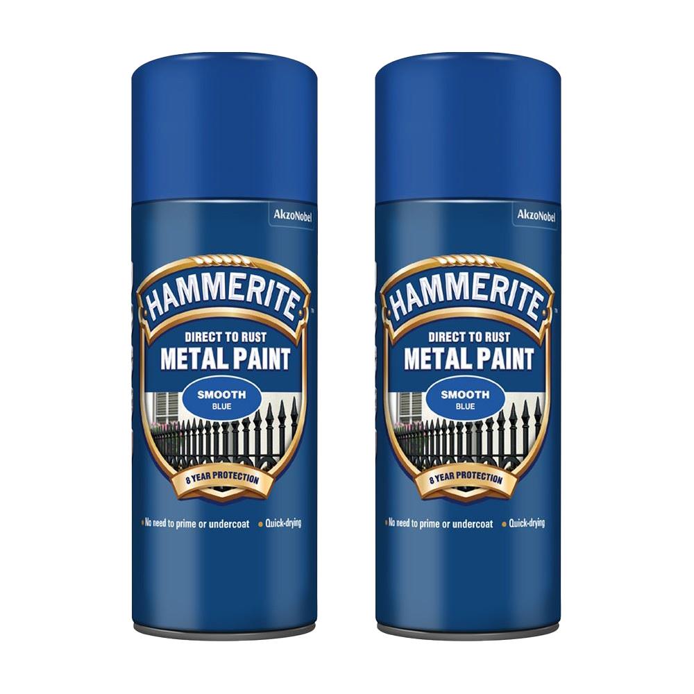 2X Hammerite Smooth Blue Spray Paint 400ml