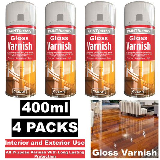 4X Paint Factory Clear Gloss Varnish Spray 400ml