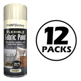 12X Ivory Flexible Fabric & Vinyl Spray Paint 200ml