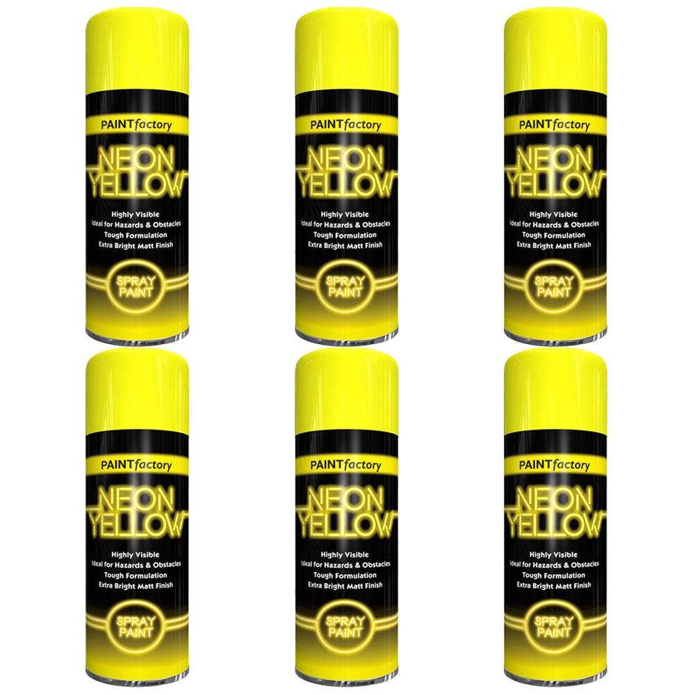 6X Paint Factory Neon Yellow Spray Paint 400ml