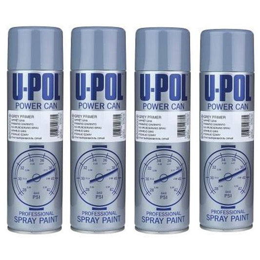 4X Upol Power Can Grey Primer Spray 500ml