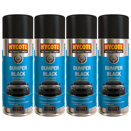 4X Hycote Bumper Paint Black Spray Paint 400ml