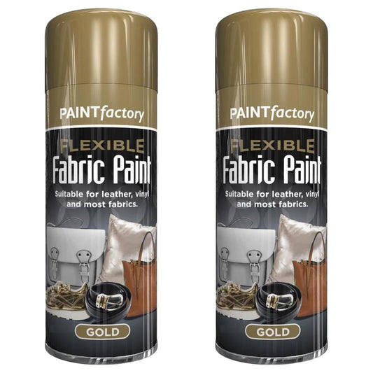 2X Paint Factory Gold Flexible Fabric & Vinyl Spray Paint 200ml