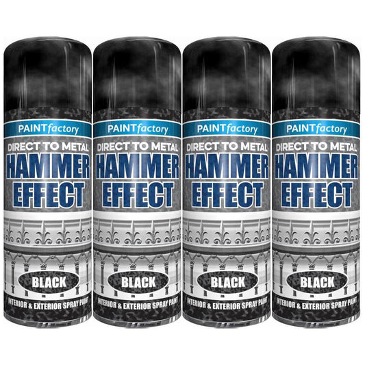 4X Paint Factory Hammered Black Spray Paint 400ml