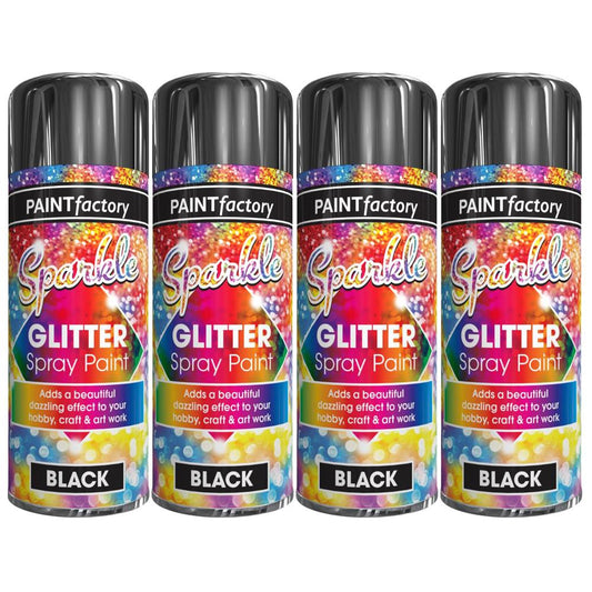 4X Paint Factory Black Glitter Spray Paint 200ml