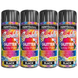 4X Paint Factory Black Glitter Spray Paint 200ml