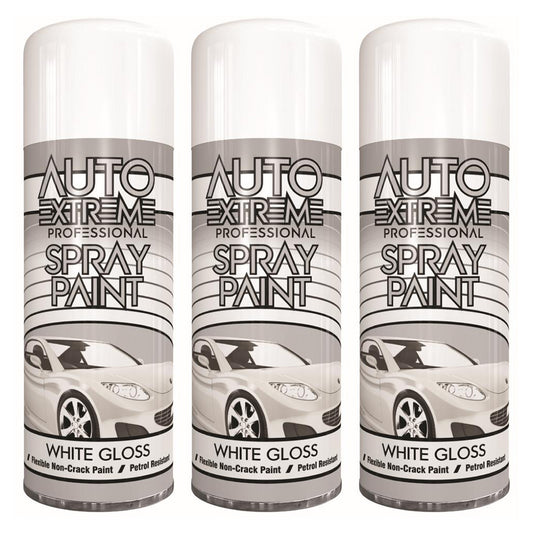 3X Auto Extreme White Gloss Spray Paint 400ml