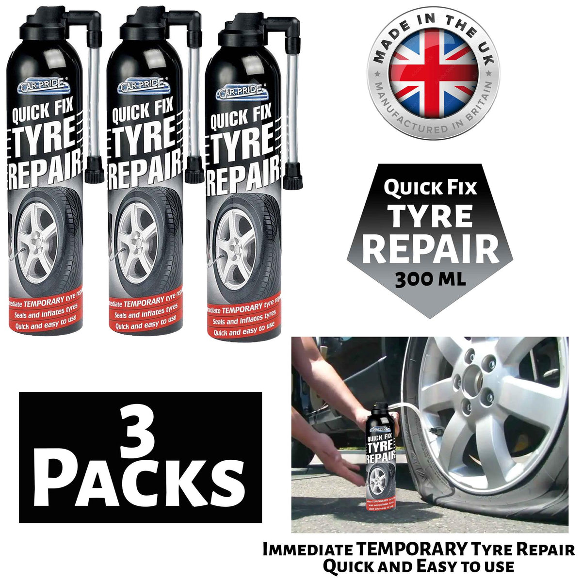 3X Quick Fix Tyre Repair 300ml