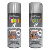 2X Paint Factory Grey Primer Spray Paint 400ml