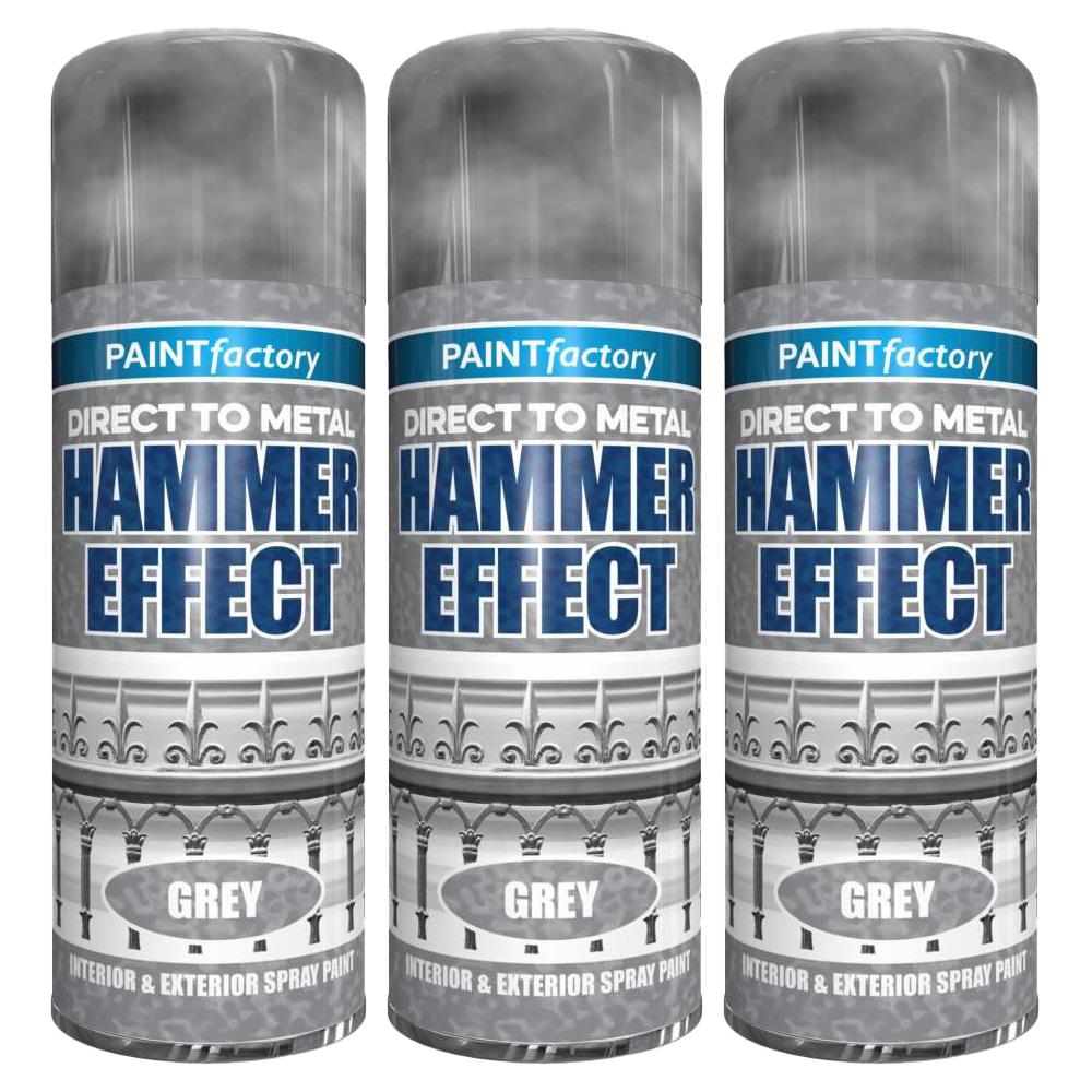 3X Paint Factory Grey Hammered Spray Paint 400ml