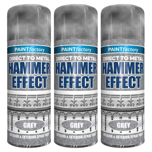 3X Paint Factory Grey Hammered Spray Paint 400ml