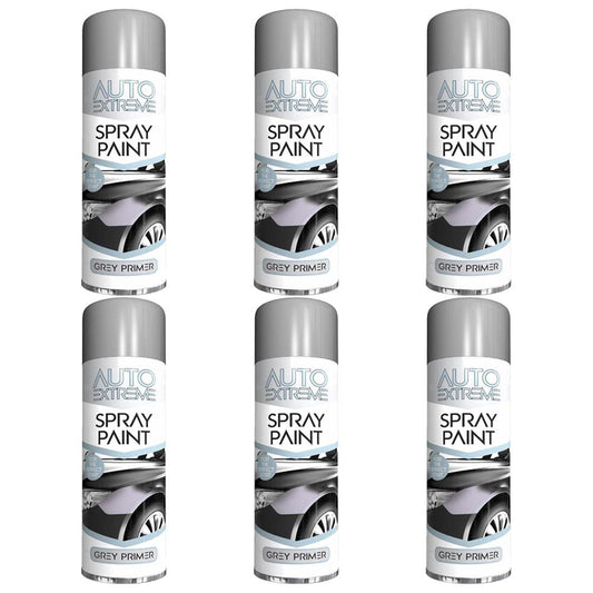 6X Auto Spray Grey Primer Spray Paint 250ml