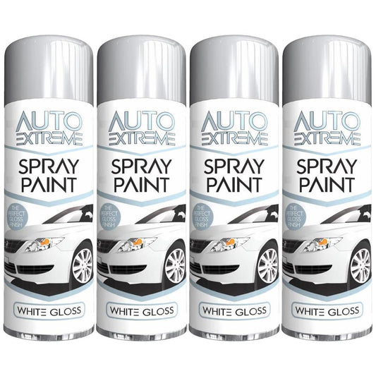 4X Auto Spray White Gloss Spray Paint 250ml