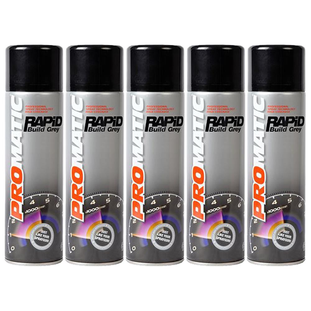 5X Promatic Rapid Build Grey Primer Spray 500ml