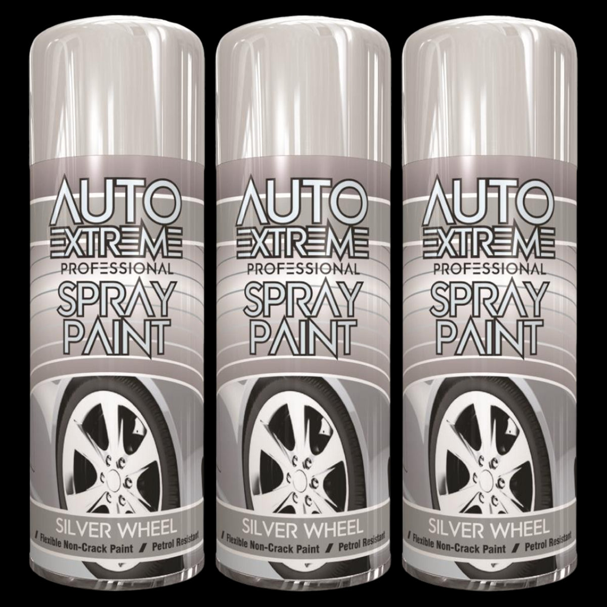 3X Auto Extreme Pro Spray Paint Silver Wheel 400ml