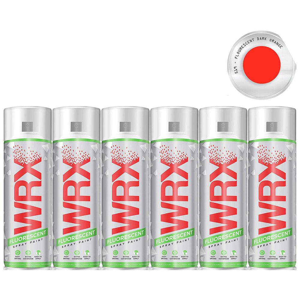 6X WRX Fluorescent Dark Orange 519 Spray Paint 400ml