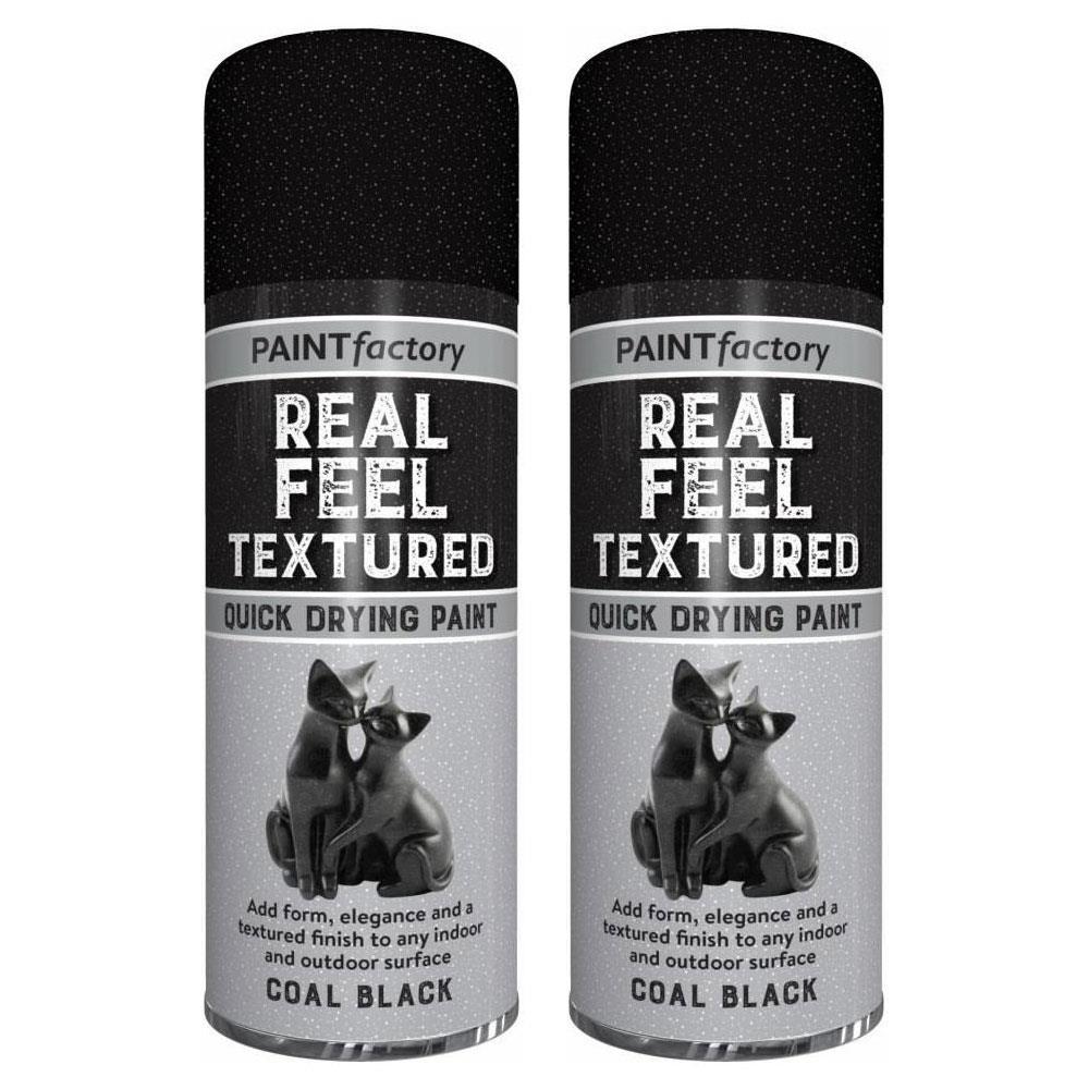 2X Paint Factory Textured Effect Black Spray Paint 400ml