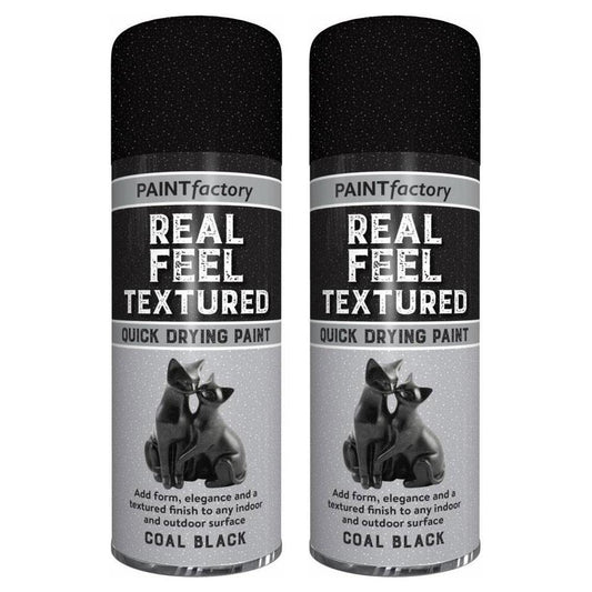 2X Paint Factory Textured Effect Black Spray Paint 400ml