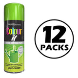 12X Paint Factory Lime Green Gloss Spray Paint 400ml