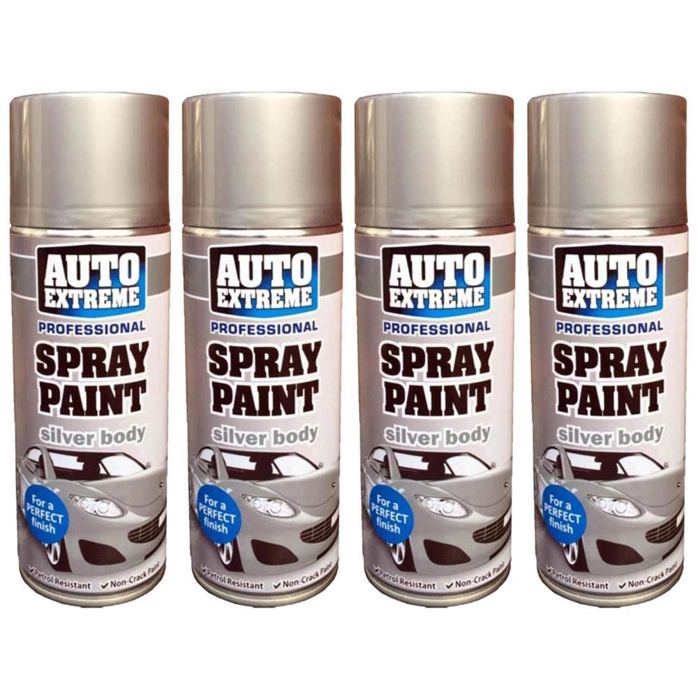 4X Auto Extreme Silver Spray Paint 400ml