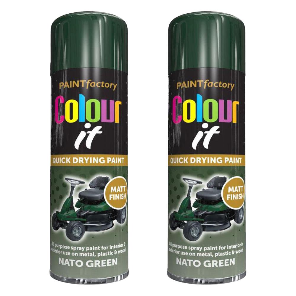 2X Paint Factory Nato Green Matt Spray Paint 250ml