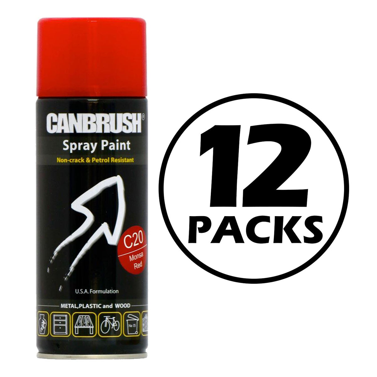 12X Canbrush C20 Monsa Red Spray Paint 400ml