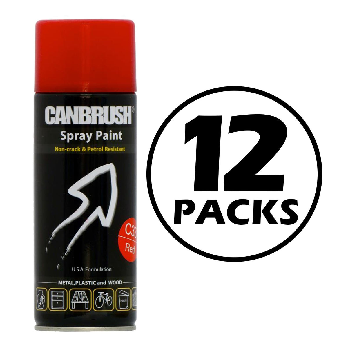 12X Canbrush C33 Red Spray Paint 400ml