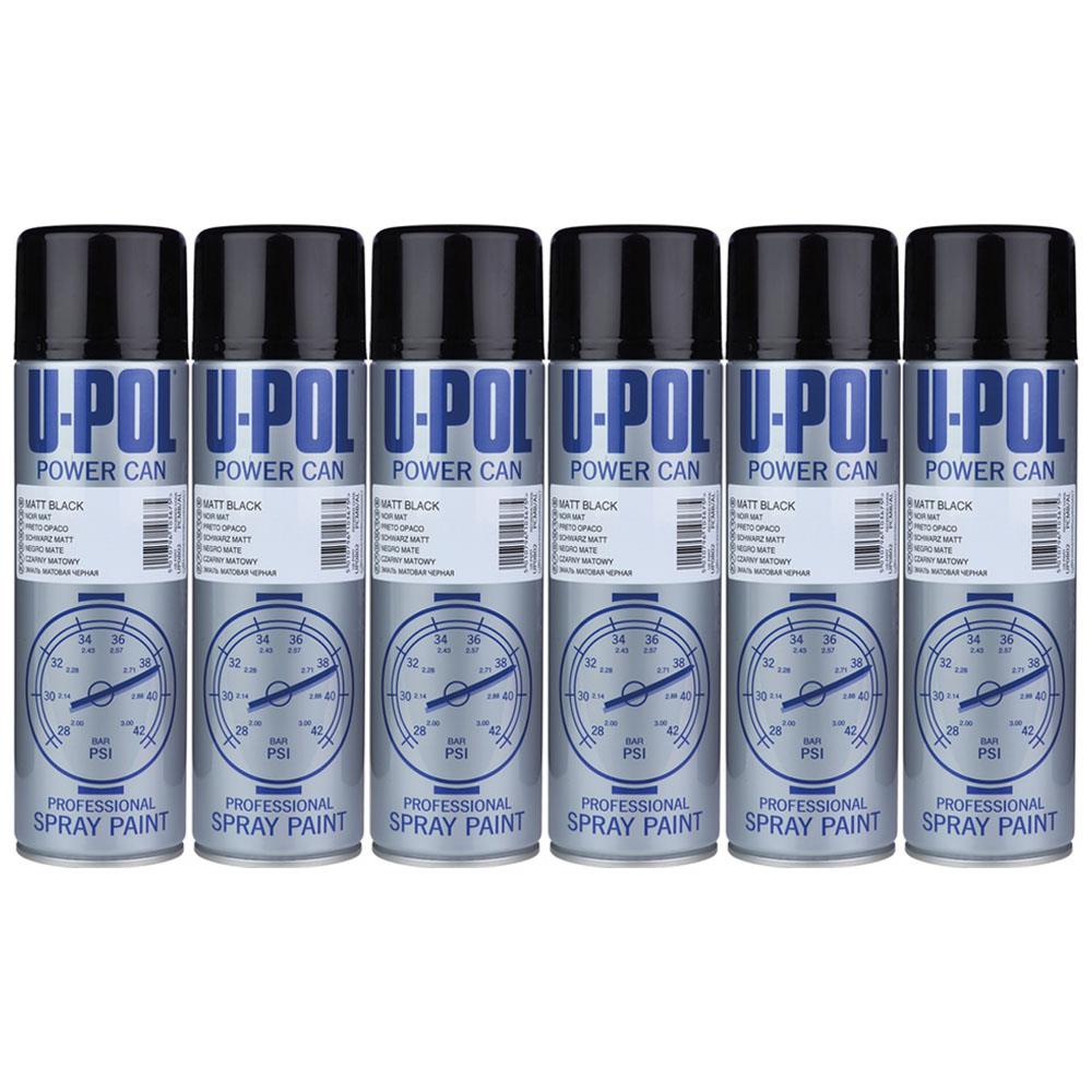 6X Upol Power Can Matt Black Spray Paint 500ml