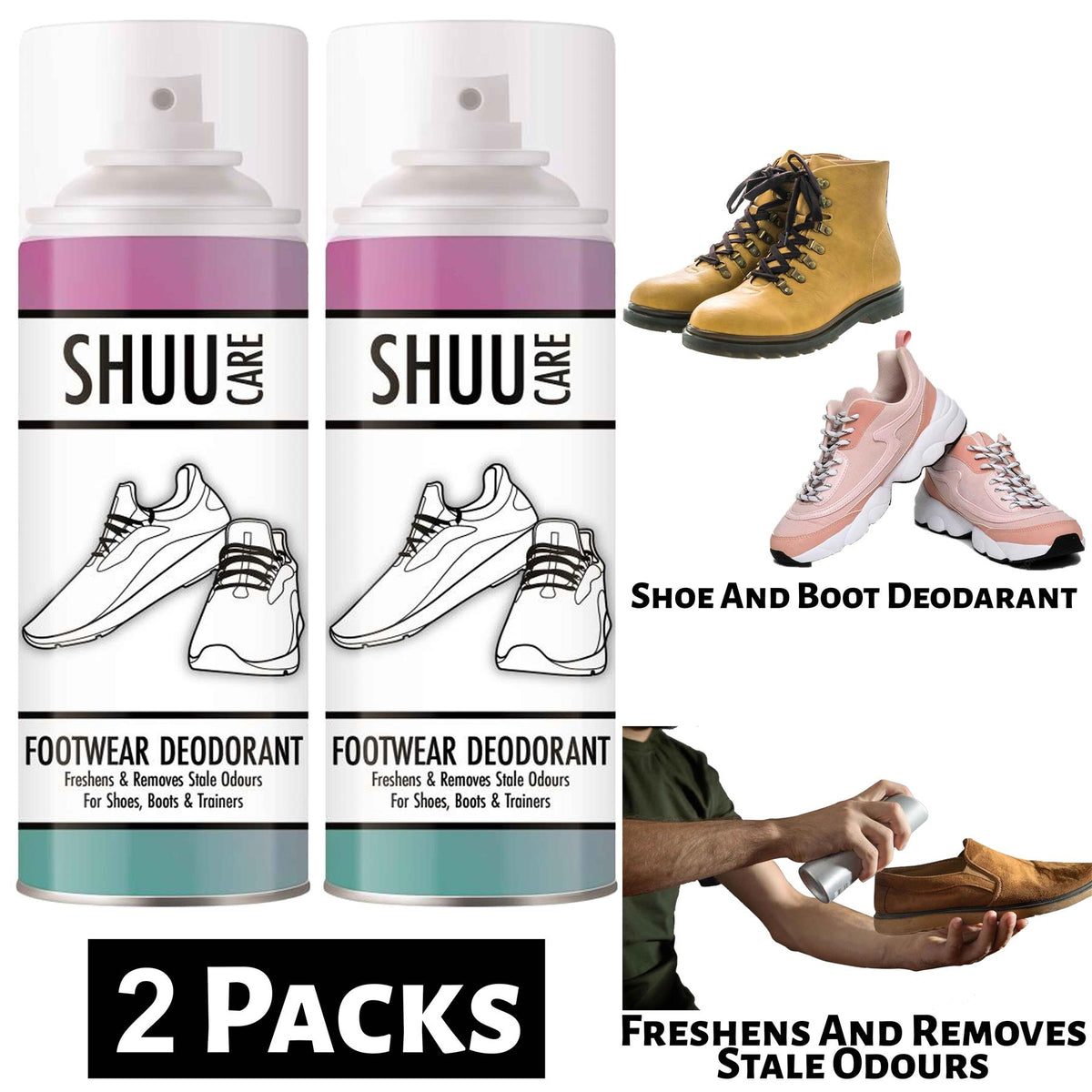 2X Shuu & Boot Deodorant Spray 300ml