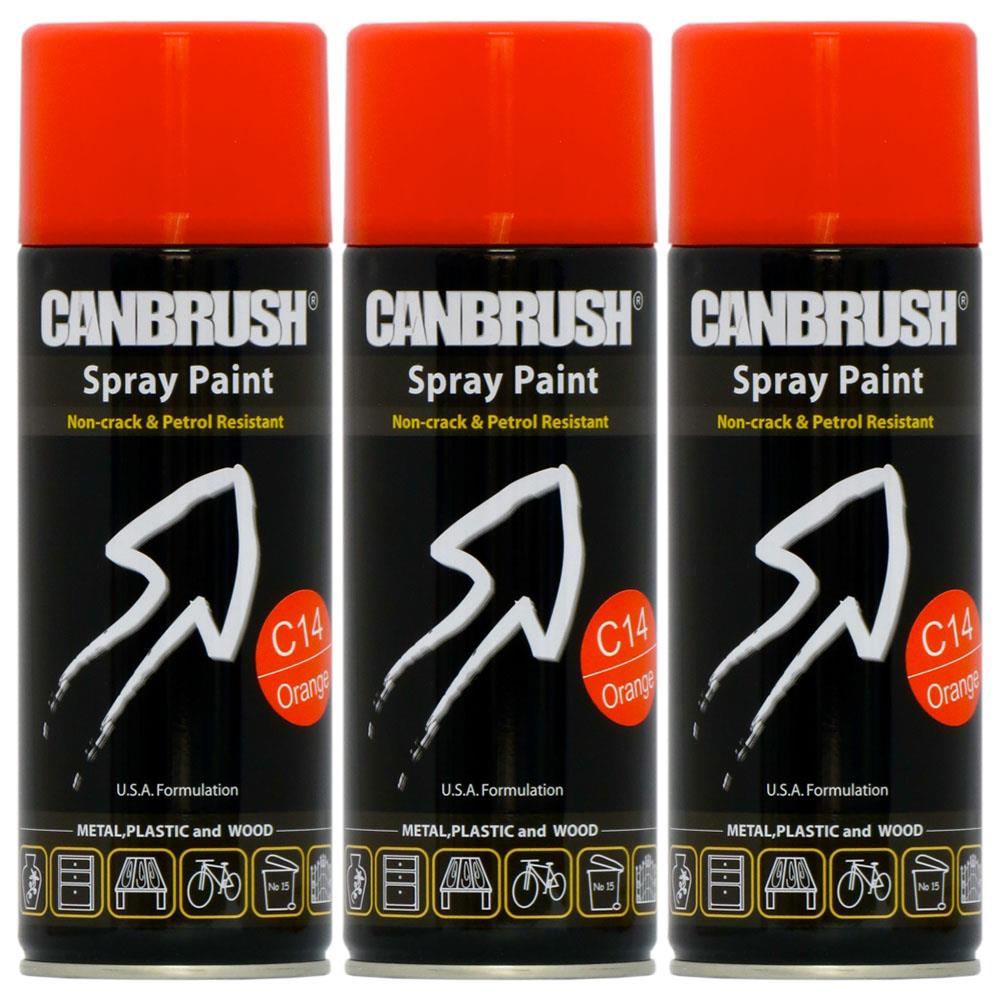 3X Canbrush C14 Orange Spray Paint 400ml