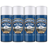 4X Hammerite Smooth Silver Spray Paint 400ml