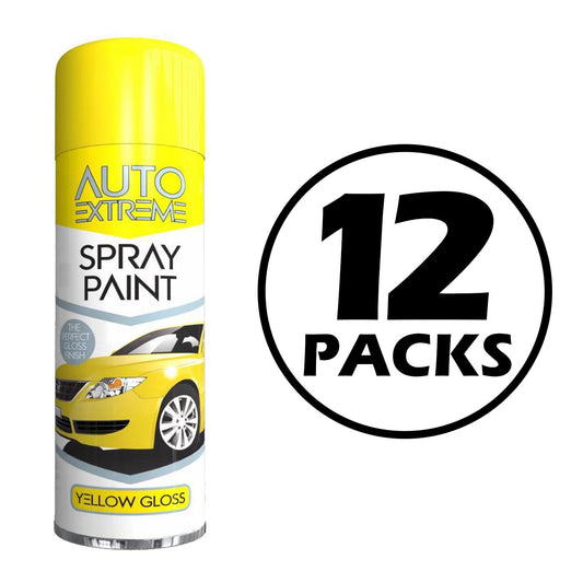 12X Auto Spray Paint Yellow Spray Paint 250ml