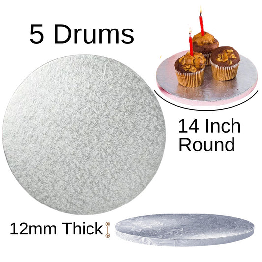 5 Board - 14" Round Cake Drums - Silver