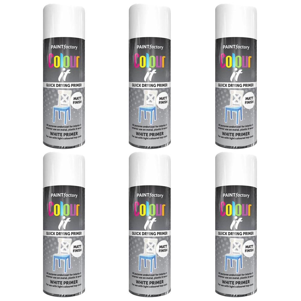 6X Paint Factory White Primer Spray Paint 400ml