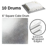 10 Board - 8" Square Cake Drums - Silver