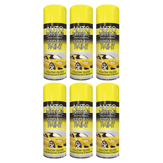 6X Auto Extreme Yellow Spray Paint 400ml