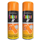 2X Paint Factory Original Orange Gloss Spray Paint 400ml