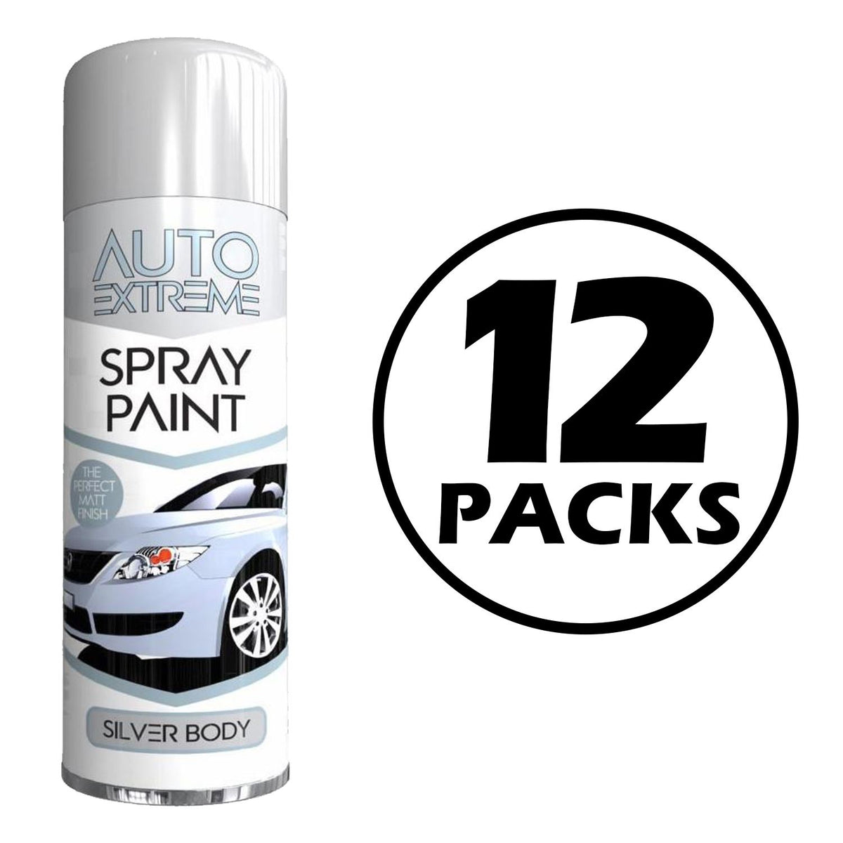 12X Auto Spray Paint Silver Spray Paint 250ml