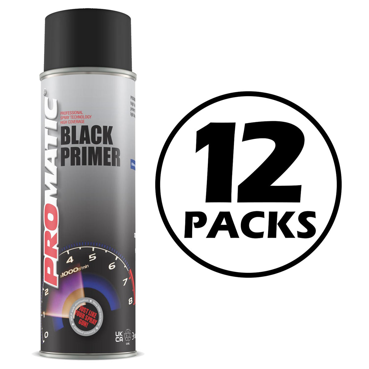 12X Promatic Black Primer Spray 500ml