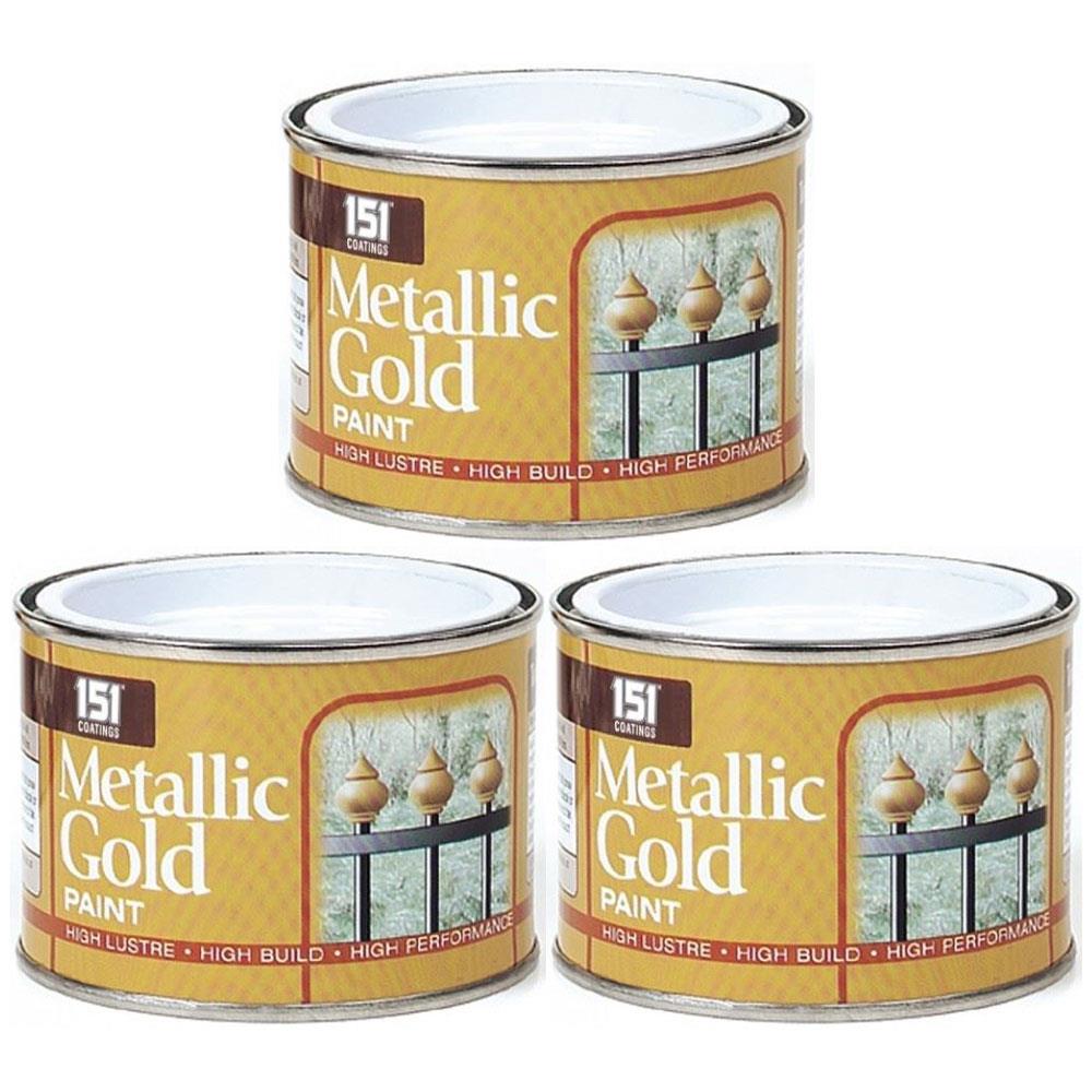 3X Metallic Gold Paint Tin 180ml