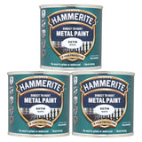 3X Hammerite Satin White Paint 250ml