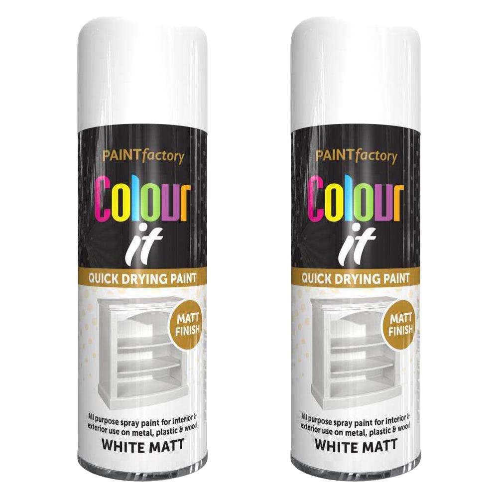 2X Paint Factory White Matt Spray Paint 400ml