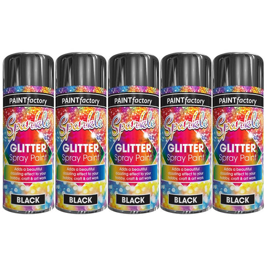 5X Paint Factory Black Glitter Spray Paint 200ml