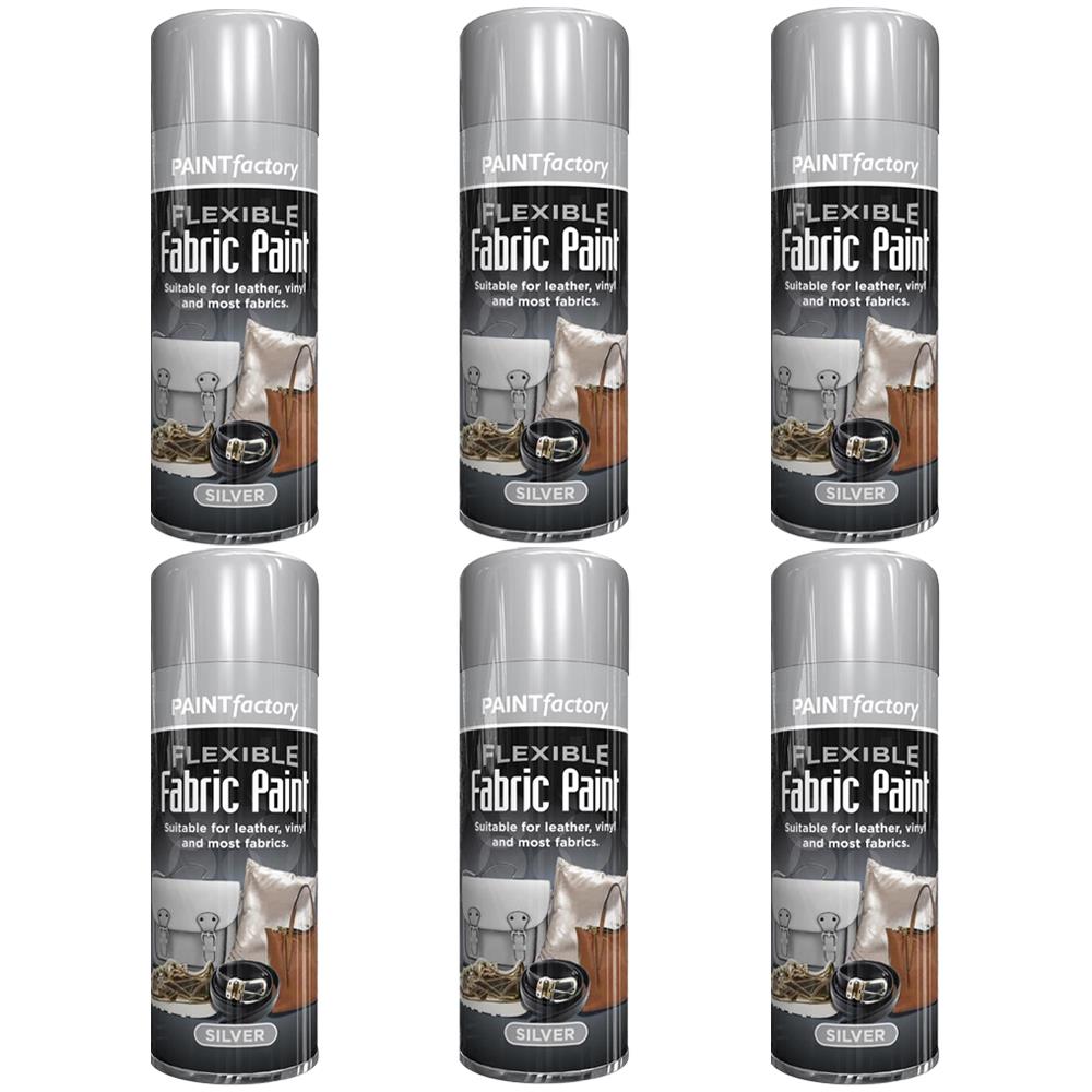 6X Silver Fabric & Vinyl Spray Paint 200ml