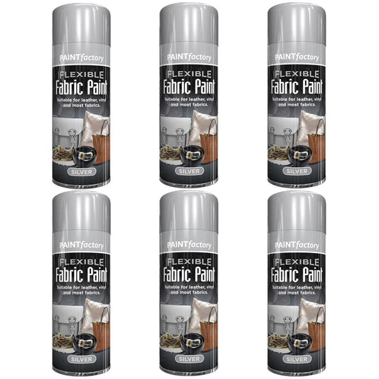 6X Silver Fabric & Vinyl Spray Paint 200ml