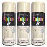 3X Paint Factory Cottage Cream Gloss Spray Paint 400ml