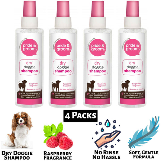 4X Pride & Groom Dry Doggie Shampoo Raspberry Scented