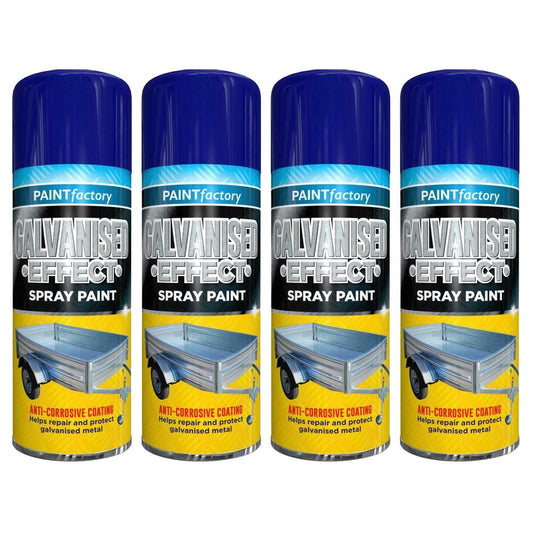 4X Paint Factory Galvanised Effect Spray Paint 400ml