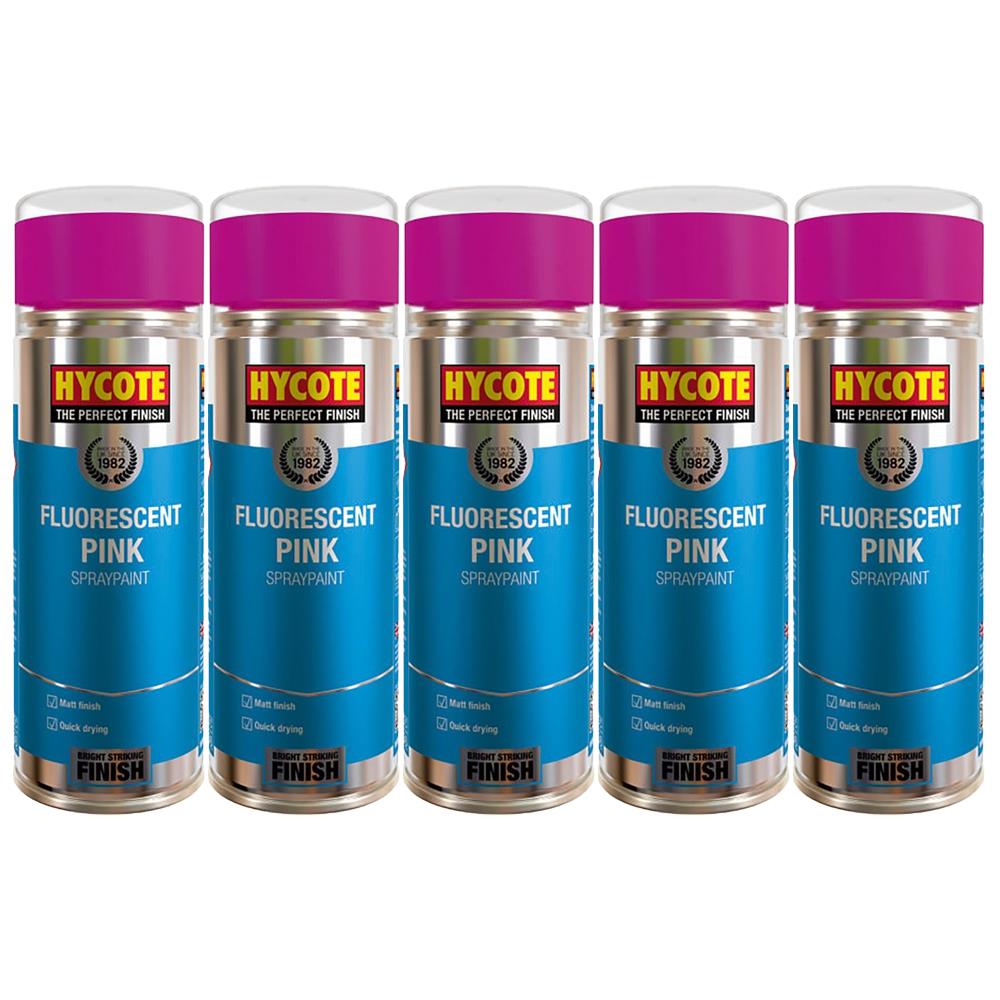 5X Hycote Fluorescent Pink Spray Paint 400ml